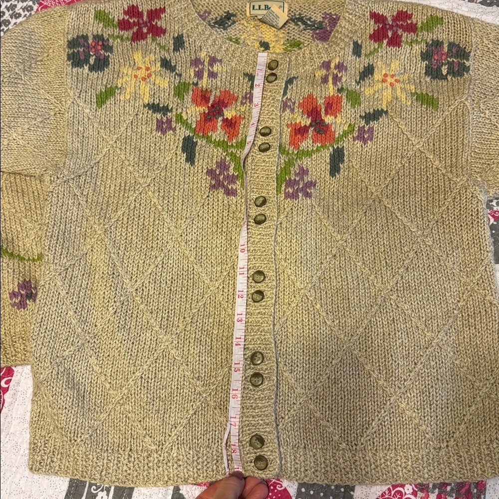 L.L. Bean Vintage Floral Cardigan Sweater - Picture 9 of 13